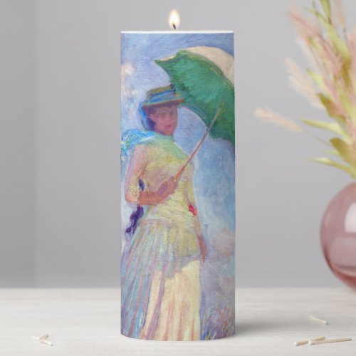 Claude Monet _ Woman with a Parasol facing right Pillar Candle