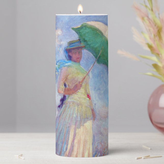 Claude Monet - Woman with a Parasol facing right Pillar Candle (In Situ)