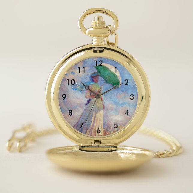 Claude Monet - Woman with a Parasol facing right Pocket Watch (Inside)