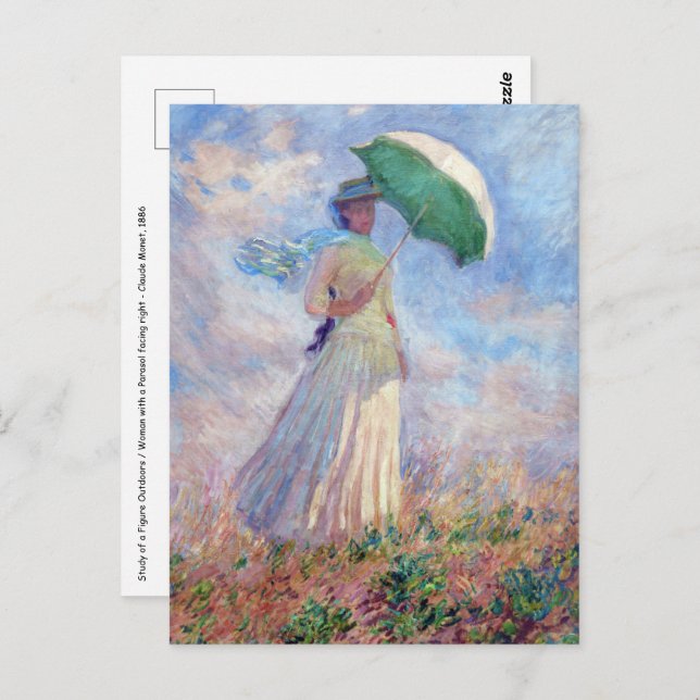 Claude Monet - Woman with a Parasol facing right Postcard (Front/Back)