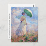 Claude Monet - Woman with a Parasol facing right Postcard<br><div class="desc">Study of a Figure Outdoors,  also known as Woman with a Parasol/Umbrella facing right. By Claude Monet in 1886.</div>