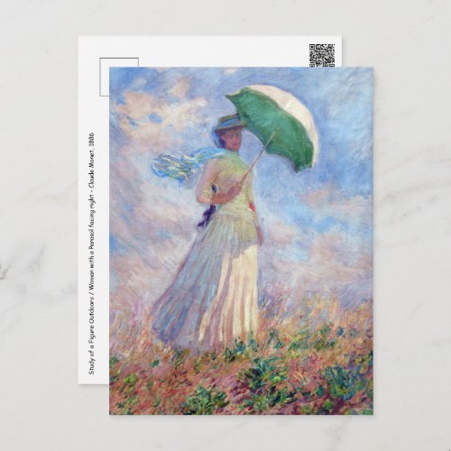 Claude Monet _ Woman with a Parasol facing right Postcard