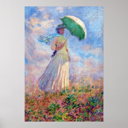 Claude Monet _ Woman with a Parasol facing right Poster