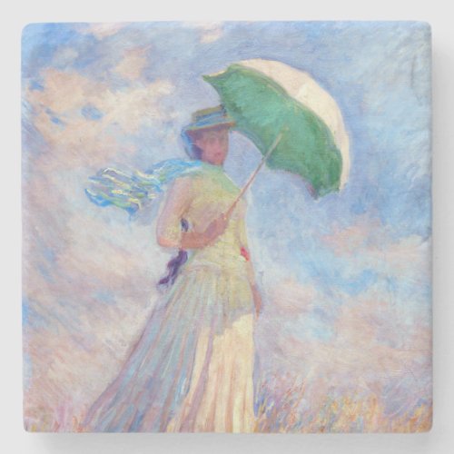 Claude Monet _ Woman with a Parasol facing right Stone Coaster