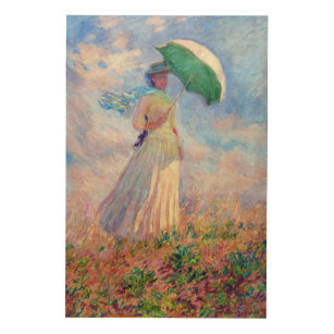 Claude Monet - Woman with a Parasol facing right Wood Wall Art