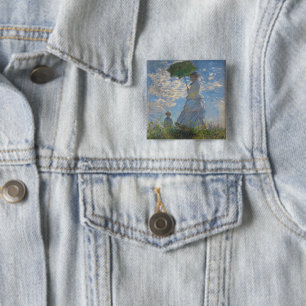 Claude Monet Woman with a Parasol Fine Art Button
