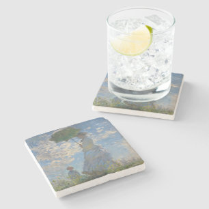 Claude Monet Woman with a Parasol Fine Art Stone Coaster