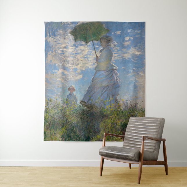 Claude Monet Woman with a Parasol Fine Art Tapestry (In Situ)