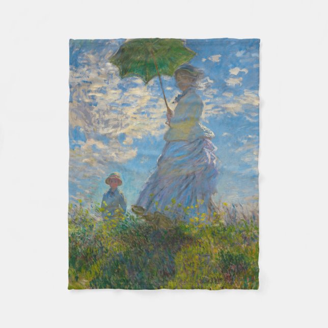 Claude Monet Woman with a Parasol Fleece Blanket (Front)