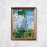 Claude Monet Woman With A Parasol Old Famous Art Poster<br><div class="desc">Poster of Claude Monet,  Woman With A Parasol,  1800s. Old famous painting with a girl in a white dress holding a green umbrella on a garden or hill in an impressionist style. CCO license,  public domain art. Frame not included.</div>