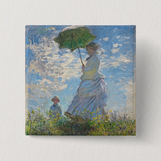 Claude Monet | Woman with a Parasol Pinback Button (Front)