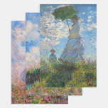 Claude Monet -  Woman with a Parasol serie Wrapping Paper Sheets<br><div class="desc">Woman with a Parasol/Umbrella facing right - Claude Monet in 1886.
The Promenade,  Woman with a Parasol  - Claude Monet,  1875.
Woman with a Parasol/Umbrella facing left - Claude Monet in 1886.</div>