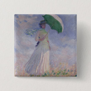 Claude Monet Woman with a Parasol Turned Right Pinback Button