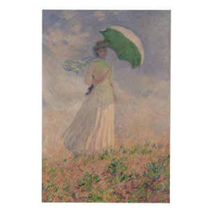 Claude Monet   Woman with a Parasol Turned Right Wood Wall Decor