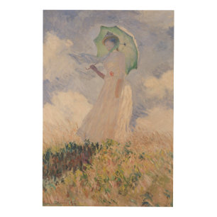 Claude Monet   Woman with Parasol Turned Left Wood Wall Art