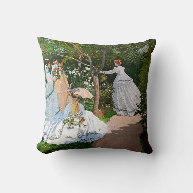 Claude Monet - Women in the Garden Throw Pillow (Front)