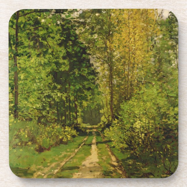 Claude Monet | Wooded Path Drink Coaster (Front)