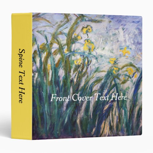 Claude Monet _ Yellow and Purple Irises 3 Ring Binder