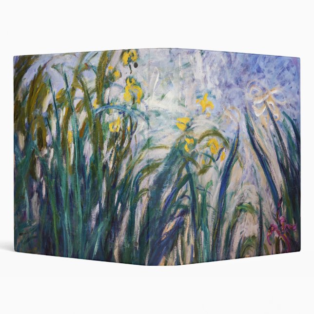 Claude Monet - Yellow and Purple Irises 3 Ring Binder (Background)