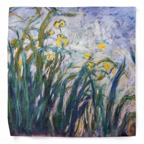 Claude Monet _ Yellow and Purple Irises Bandana