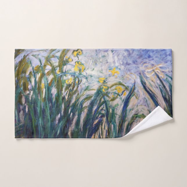 Claude Monet - Yellow and Purple Irises Bath Towel Set (Hand Towel)