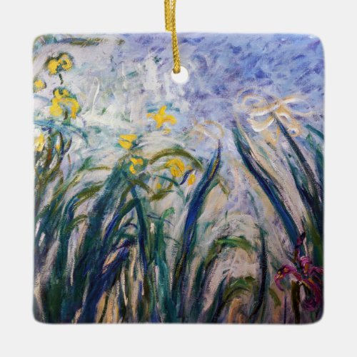 Claude Monet _ Yellow and Purple Irises Ceramic Ornament