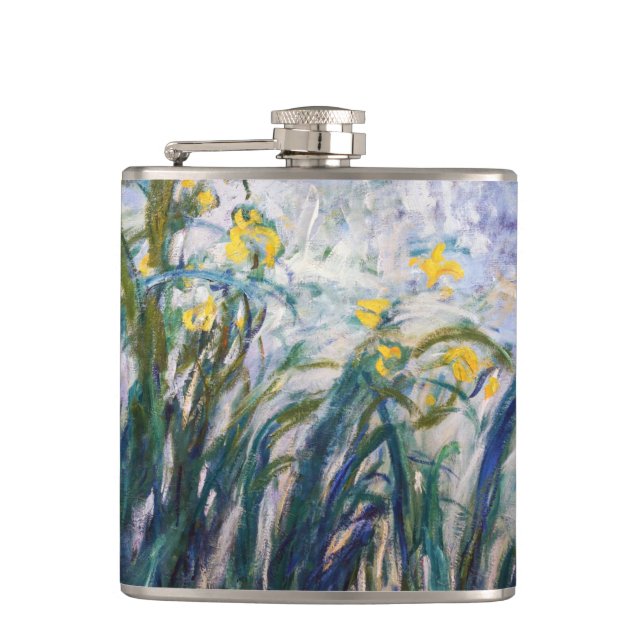 Claude Monet - Yellow and Purple Irises Flask (Front)