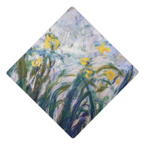 Claude Monet _ Yellow and Purple Irises Graduation Cap Topper
