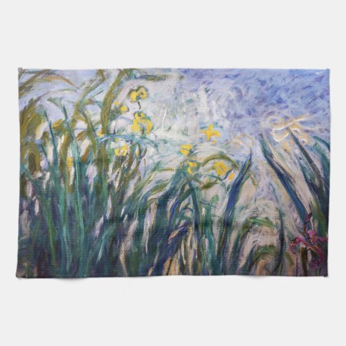 Claude Monet _ Yellow and Purple Irises Kitchen Towel