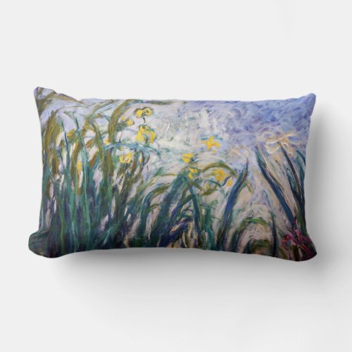 Claude Monet _ Yellow and Purple Irises Lumbar Pillow