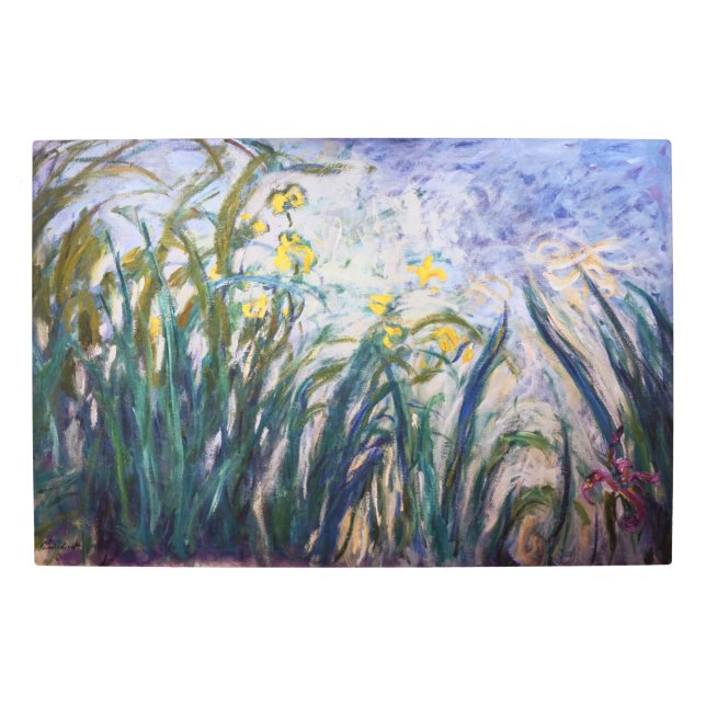 Claude Monet - Yellow and Purple Irises Metal Print (Front)