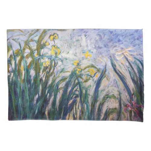 Claude Monet _ Yellow and Purple Irises Pillow Case