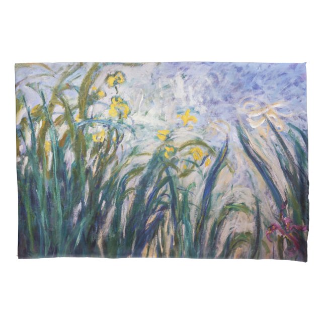 Claude Monet - Yellow and Purple Irises Pillow Case (Front)