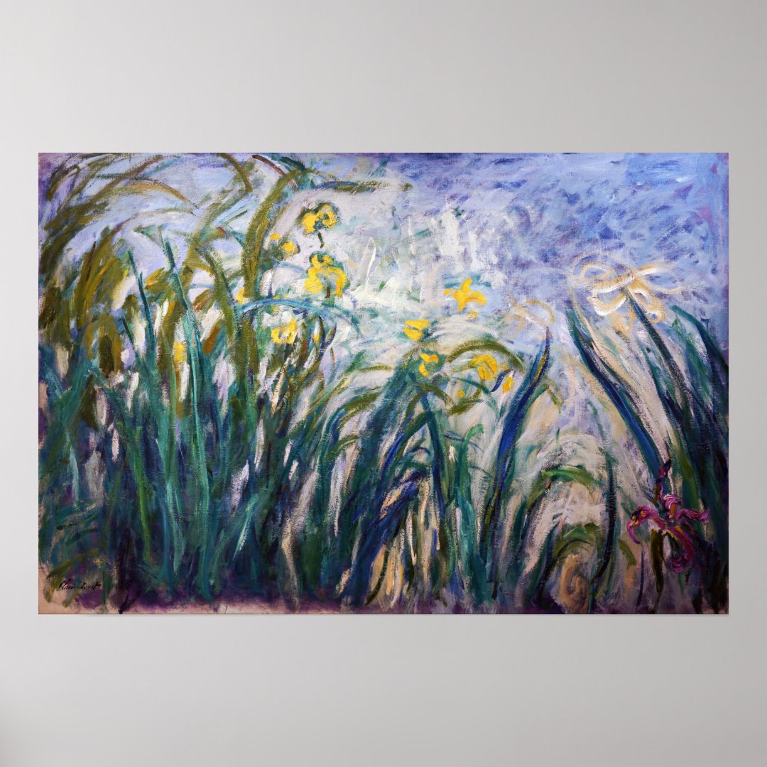 Claude Monet - Yellow and Purple Irises Poster | Zazzle