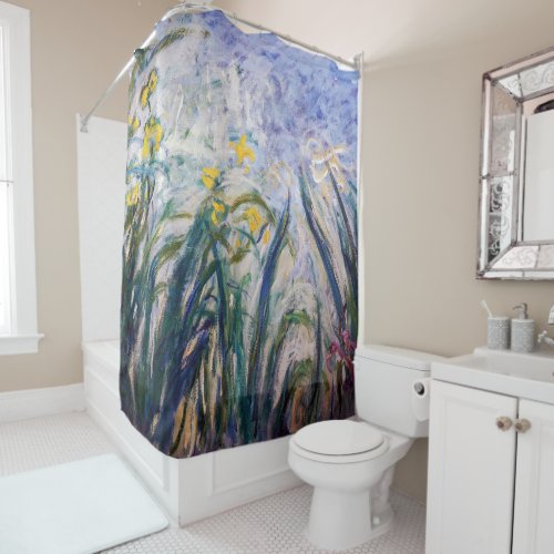 Claude Monet _ Yellow and Purple Irises Shower Curtain