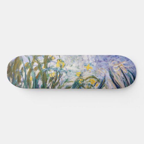 Claude Monet _ Yellow and Purple Irises Skateboard