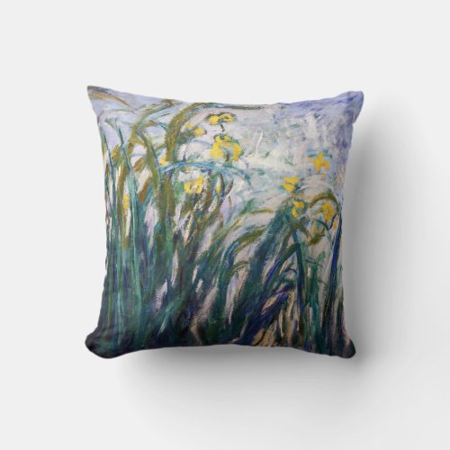 Claude Monet _ Yellow and Purple Irises Throw Pillow