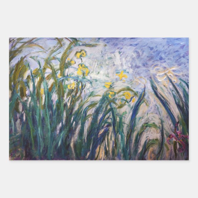 Claude Monet - Yellow and Purple Irises Wrapping Paper Sheets (Front)