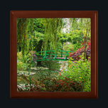 Claude Monet's garden bridge, Giverny, beautiful Gift Box<br><div class="desc">A beautiful, colorful scene from Monet's garden in Giverny, France. The bridge over the lily pond created by the famous artist. This image of his garden is from late summer. The wooden keepsake box is soft flannel inside. Can change sizes and color of the box if you wish. Store precious...</div>