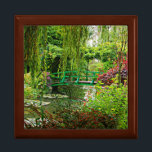 Claude Monet's garden bridge, Giverny, beautiful Gift Box<br><div class="desc">A beautiful, colorful scene from Monet's garden in Giverny, France. The bridge over the lily pond created by the famous artist. This image of his garden is from late summer. The wooden keepsake box is soft flannel inside. Can change sizes and color of the box if you wish. Store precious...</div>