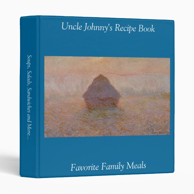 Claude Monet's Grainstack, Sun in the Mist (1891) 3 Ring Binder (Front/Spine)