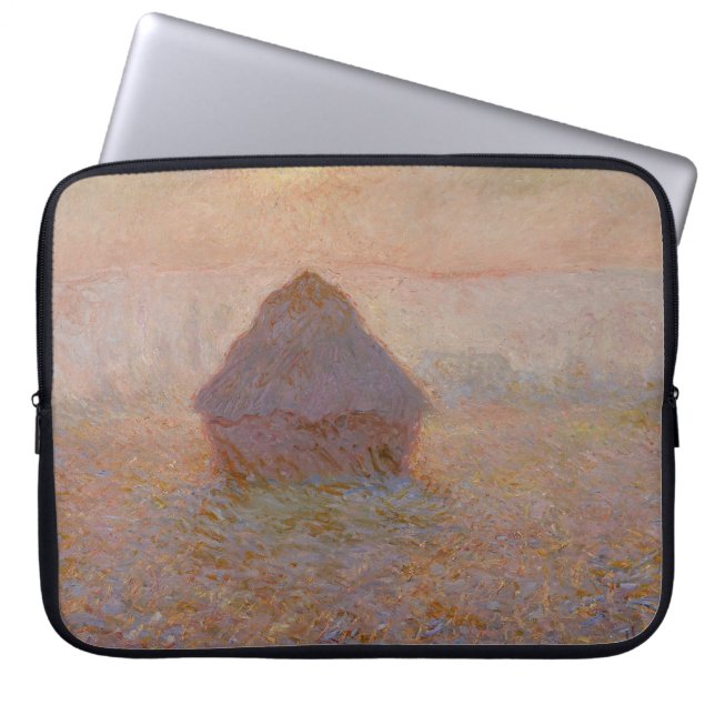 Claude Monet's Grainstack, Sun in the Mist (1891) Laptop Sleeve (Front)