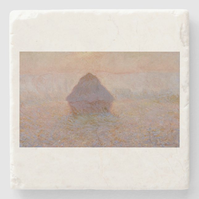 Claude Monet's Grainstack, Sun in the Mist (1891) Stone Coaster (Front)