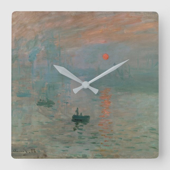 Claude Monet's Impression Sunrise (soleil levant) Square Wall Clock (Front)