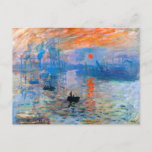 Claude Monet's Sunrise Postcard<br><div class="desc">Claude Monet's "Sunrise" is a famous painting that was created in 1872. It depicts the sun rising over the harbor of Le Havre, a city in France where Monet was born. The painting is known for its bright colors and hazy atmosphere, which captures the beauty and tranquility of a new...</div>