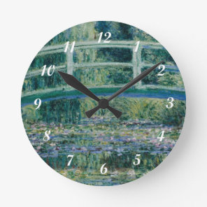 Claude Monet's Water Lilies and Japanese Bridge Round Clock