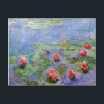 Claude Monet's Water Lilies Postcard<br><div class="desc">Water Lilies by French Impressionist Claude Monet. Monet did a series of 250 paintings featuring water lilies. The paintings depict his flower garden at his home in Giverny,  and they were the main focus of his artistic production during the last thirty years of his life.</div>