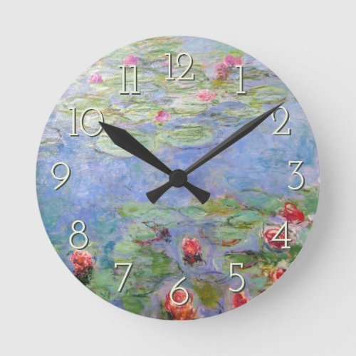 Claude Monets Water Lilies Round Clock