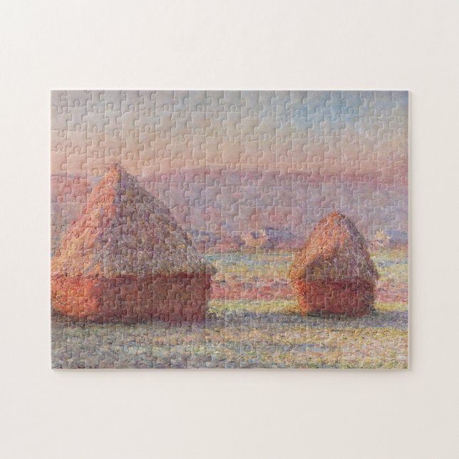 Claude Monet's White Frost Sunrise (Haystacks)) Jigsaw Puzzle (Horizontal)