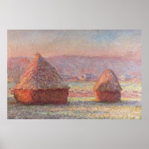 Claude Monet's White Frost Sunrise (Haystacks)) Poster